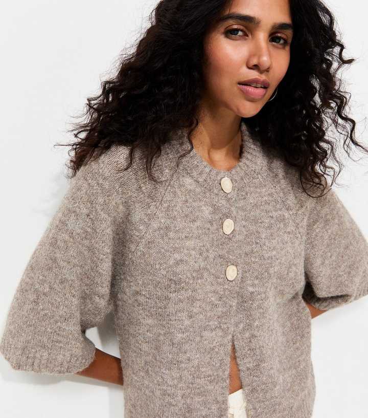 Mink Knitted Short Sleeve Cape Cardigan