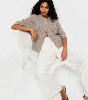 Mink Knitted Short Sleeve Cape Cardigan