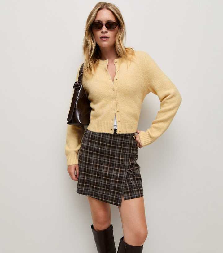 Light Yellow Knitted Cardigan with Wool