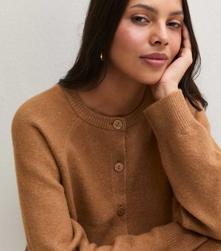 Stone Knitted Button Up Raglan Cardigan