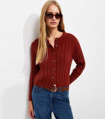 Rust Wide Rib Cardigan