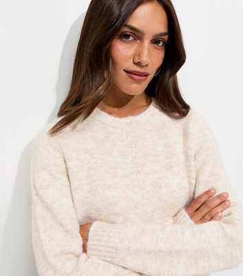 Petite Off White Button Front Cropped Cardigan with Wool