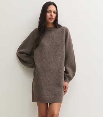 Mink Knit Balloon Sleeve Mini Dress