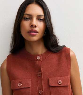 Rust Patch Pocket Knitted Waistcoat