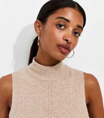 Oatmeal Knitted High Neck Tabard Vest