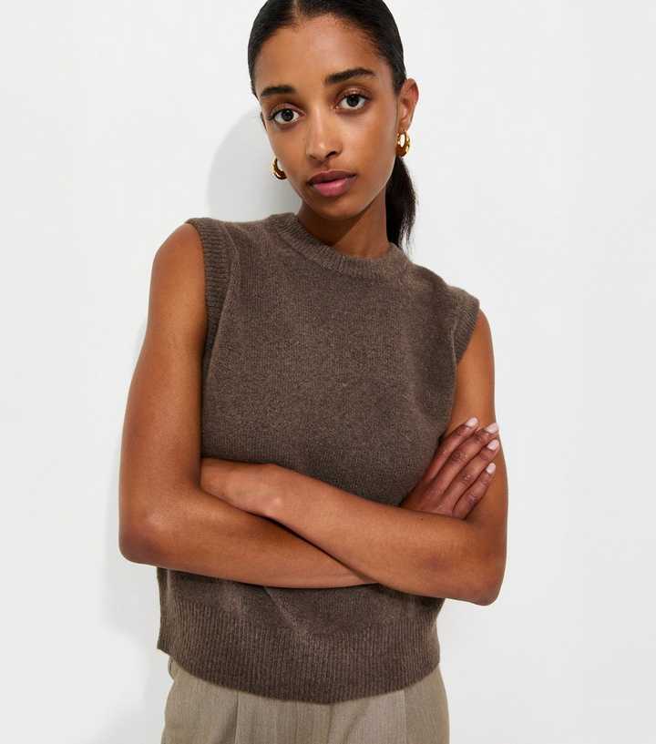 Dark Mink Midweight Knit Tabard Vest