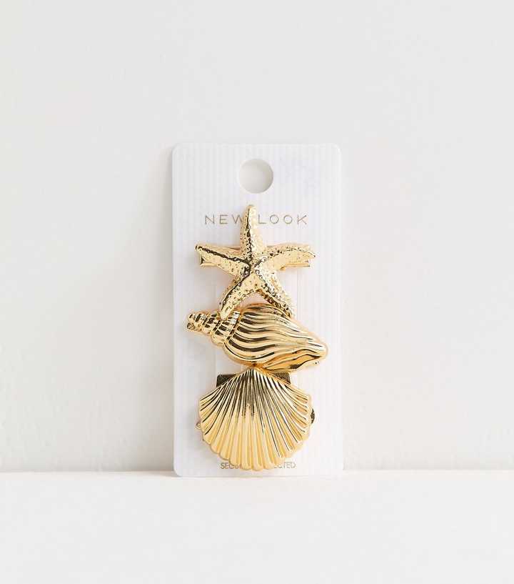 Gold Tone Pack Of 3 Coastal Hair Slides