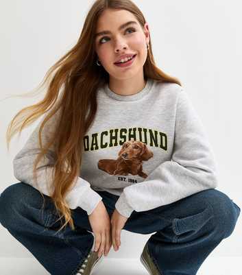 Girls Grey Dachschund Print Sweatshirt