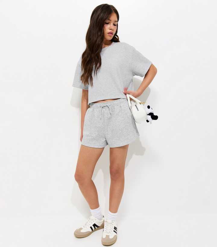 Girls Dark Grey Short Sleeve Sweatshirt Top