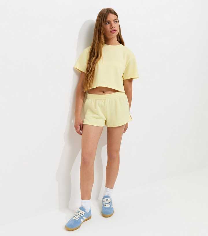 Girls Yellow Short Sleeve Sweatshirt Top