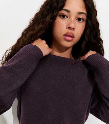 Girls Dark Purple Knitted Long Sleeve Jumper