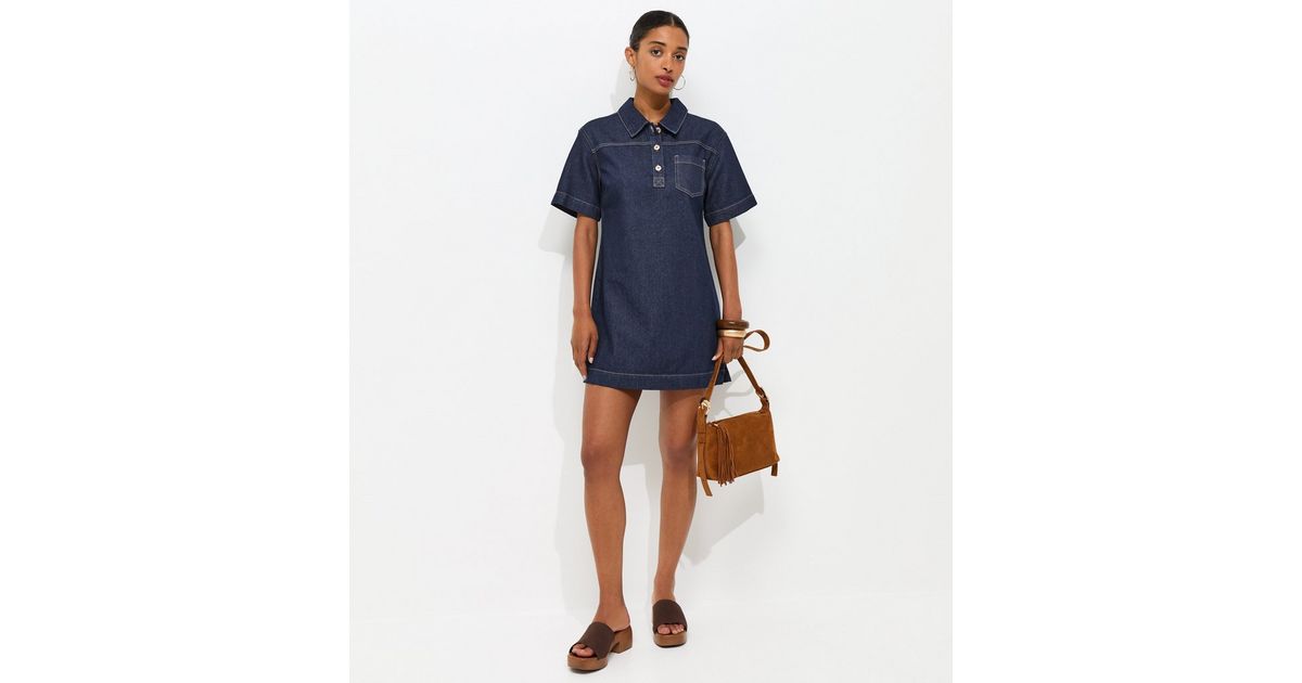 Indigo Wash Denim Short Sleeve Tunic Dress