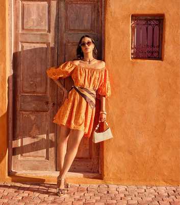Dark Yellow Cotton Puff Sleeve Smock Mini Dress