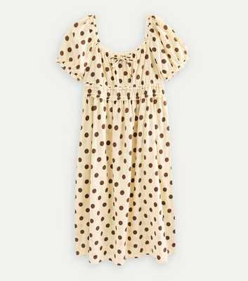 Curves Yellow Cotton Polka Dot Milkmaid Midi Dress