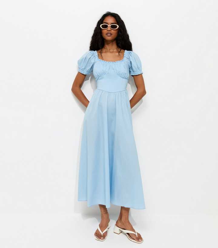 light blue milkmaid dress Lace Trim Midi The burnout floral texture minimal shirt dress Plus Size Pants: Dress Color:Rose-Gold (RosyBrown)