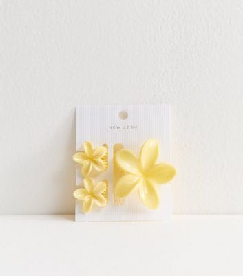 Pack Of 3 Yellow Tropical Flower Hair Clips