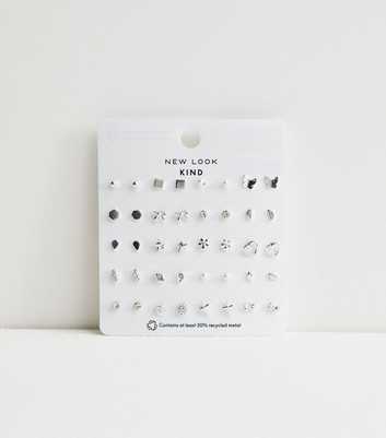 Pack of 20 Silver Tone Stud Earrings