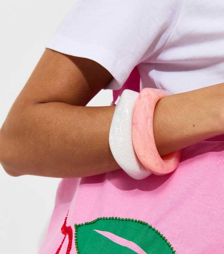 Pack of 2 Pink Chunky Resin Bangles