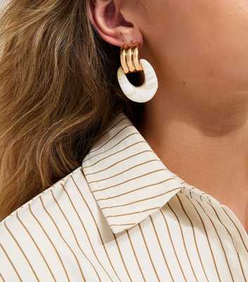 Gold Tone Contrast Drop Earrings