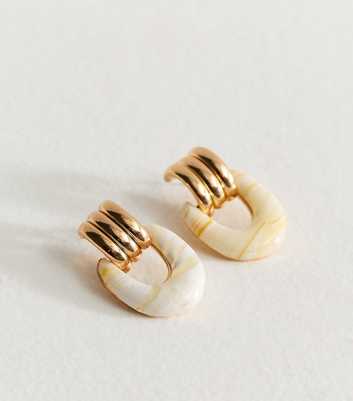 Gold Tone Contrast Drop Earrings