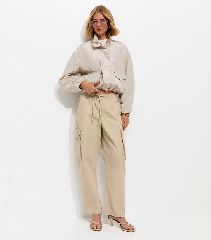 Stone Barrel Leg Utility Cargo Trousers