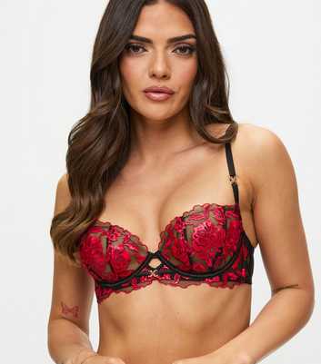Ann Summers Black and Red Attraction Non Padded Plunge Bra