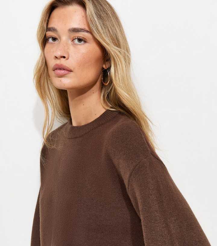 Tall Brown Midweight Crew Neck Jumper