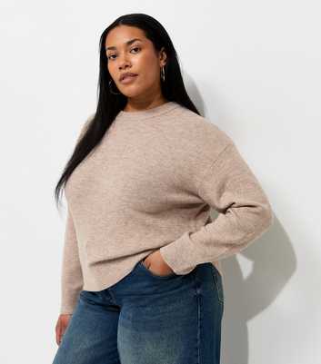 Curves Light Mink Midweight Knit Crew Neck Jumper
