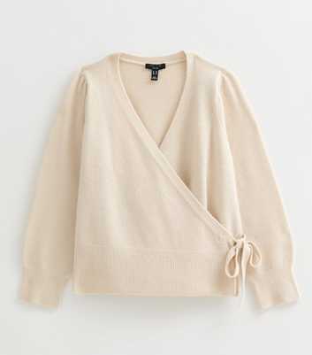 Curves Cream Wrap Front Knitted Jumper