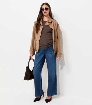 Maternity Dark Mink Lightweight Crew Neck Jumper