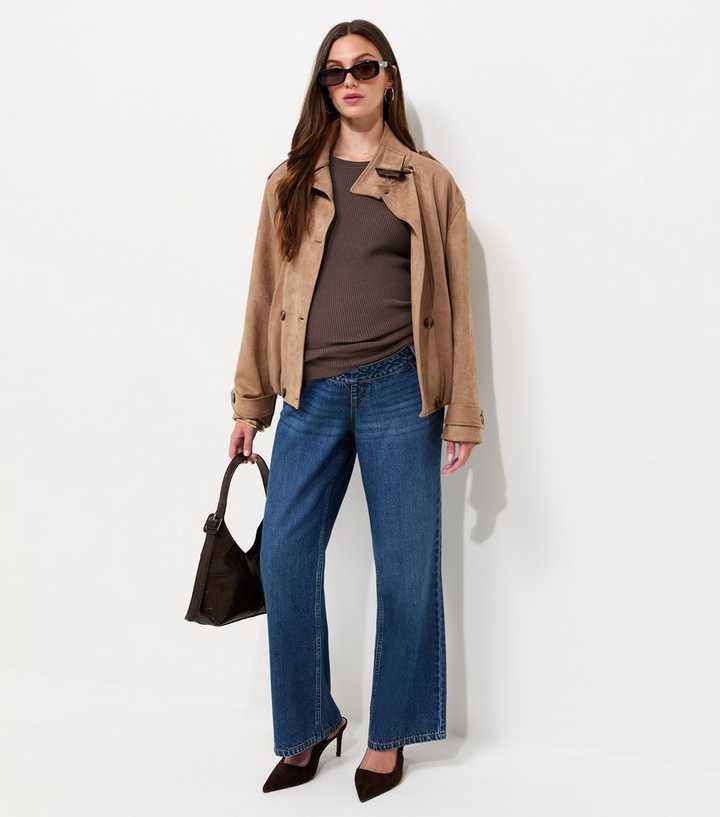 Maternity Dark Mink Lightweight Crew Neck Jumper