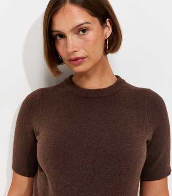 Maternity Dark Brown Brushed Knit Set In Sleeve T-Shirt