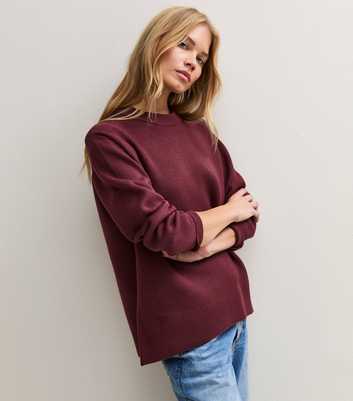 Dark Burgundy Knitted Oversized Jumper