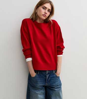 Red Midweight Crew Neck Jumper