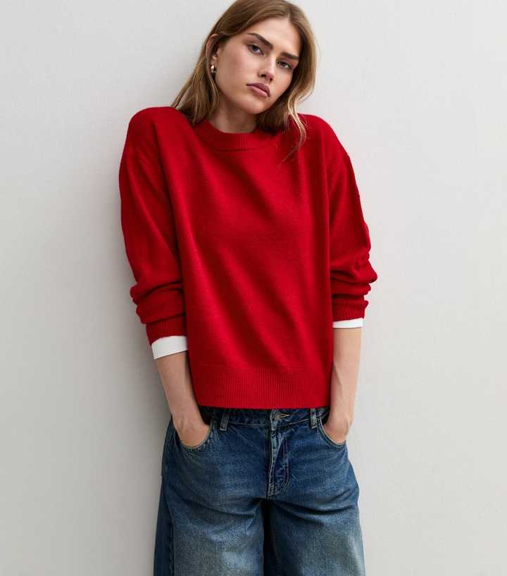 Red Midweight Crew Neck Jumper