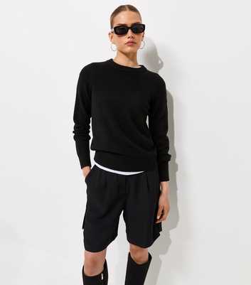 Black Knitted Crew Neck Jumper