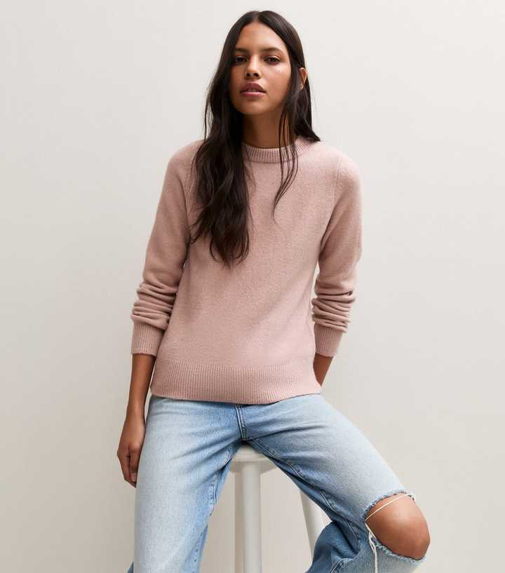Light Pink Knitted Crew Neck Jumper