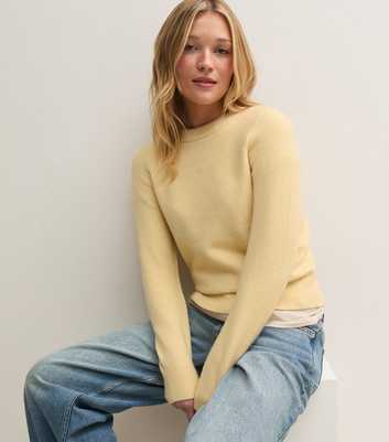 Bright Yellow Knitted Crew Neck Jumper