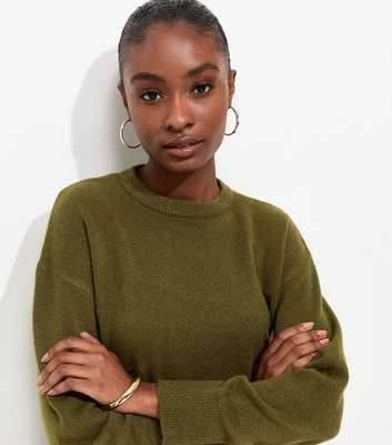 Light Khaki Side Split Knitted Jumper