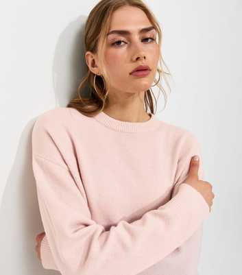Light Pink Side Split Knitted Jumper