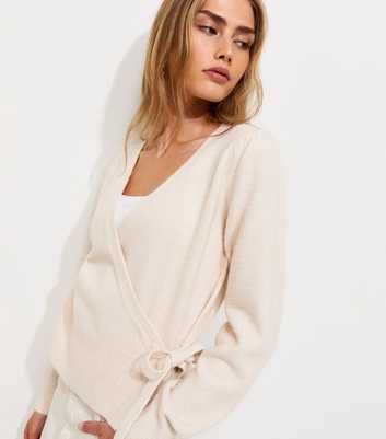 Cream Puff Sleeve Knitted Wrap Jumper