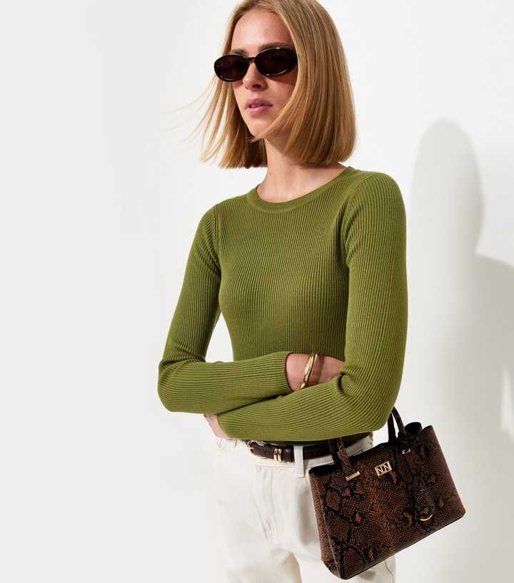 Bright Green Ribbed Lightweight Crew Neck Jumper
