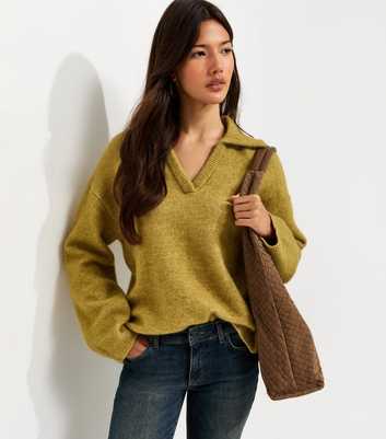 Green Knitted Polo Jumper