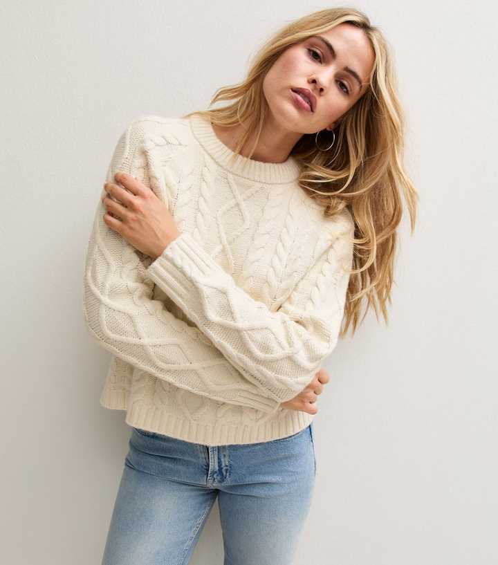 Cream Cable Knit Raglan Sleeve Jumper