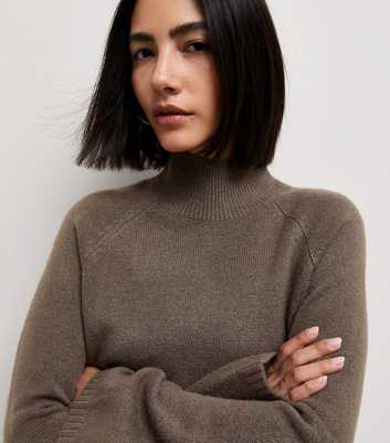 Dark Mink Stand Neck Knitted Jumper