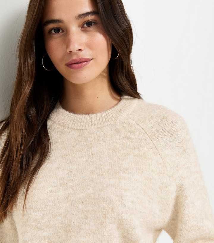 Cream Raglan Sleeve Knitted Jumper with Wool