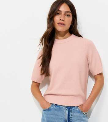 Petite Light Pink Knitted Short Sleeve Top