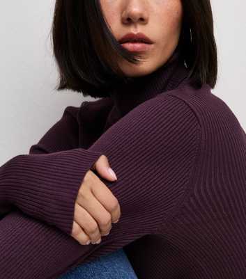 Dark Purple Lightweight Knit Roll Neck Jumper