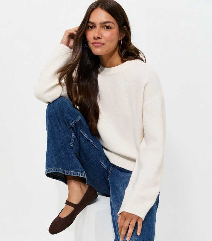 Petite Off White Midweight Crew Neck Jumper