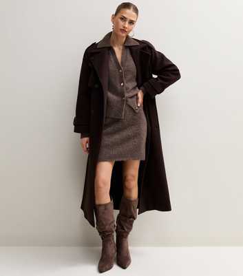 Dark Mink Knitted Mini Skirt with Wool
